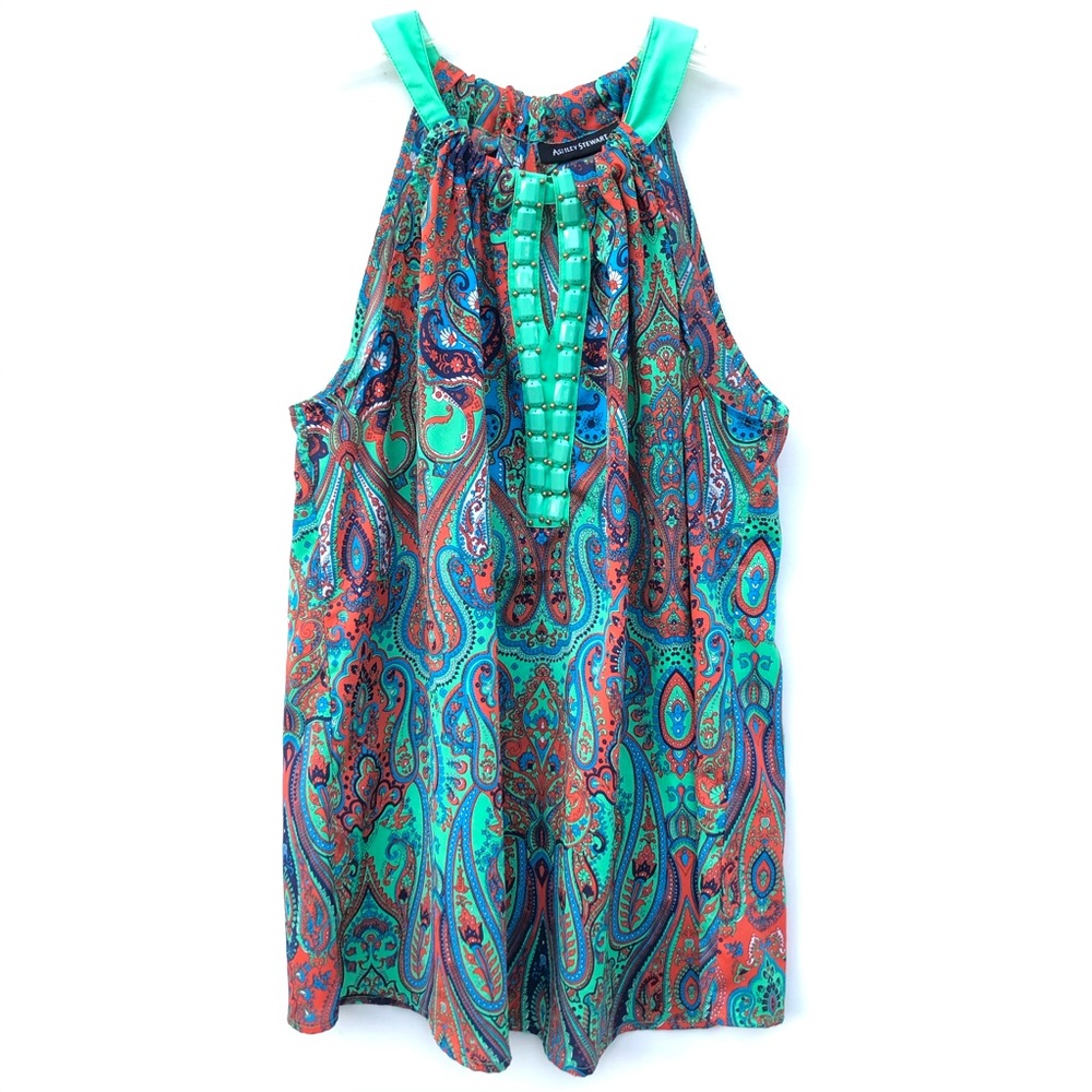 Ashley Stewart Boho Printed Embellished Tank 12
